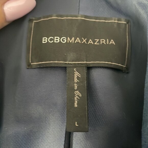 BCBG Max Azna blue faux suede zip jacket size L - Picture 5 of 5